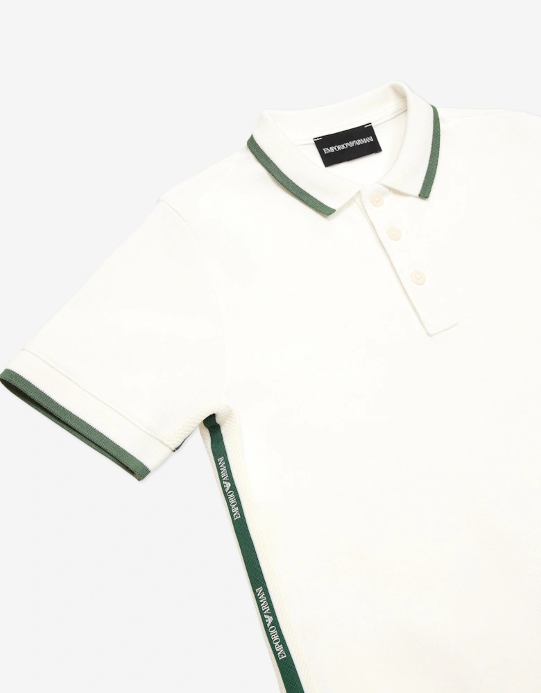 Boys Logo Tape Polo Shirt in Ivory