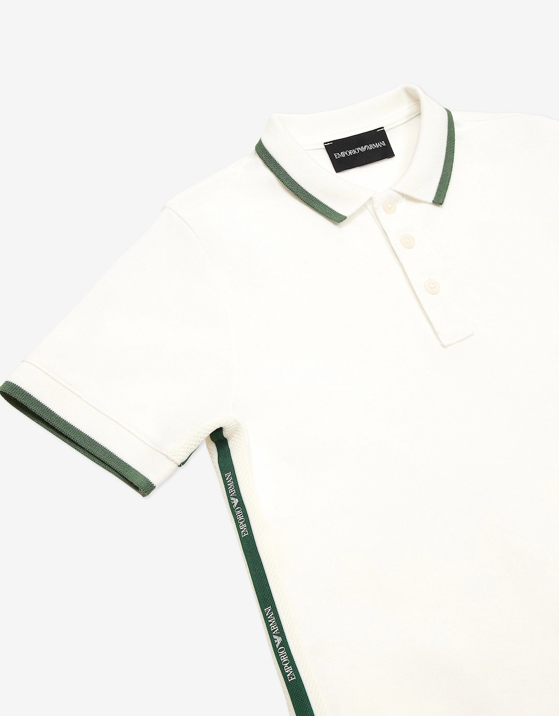 Boys Logo Tape Polo Shirt in Ivory