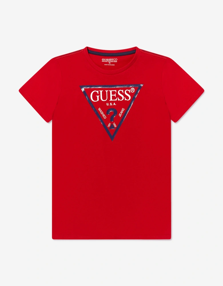 Boys Logo Print T-Shirt in Red