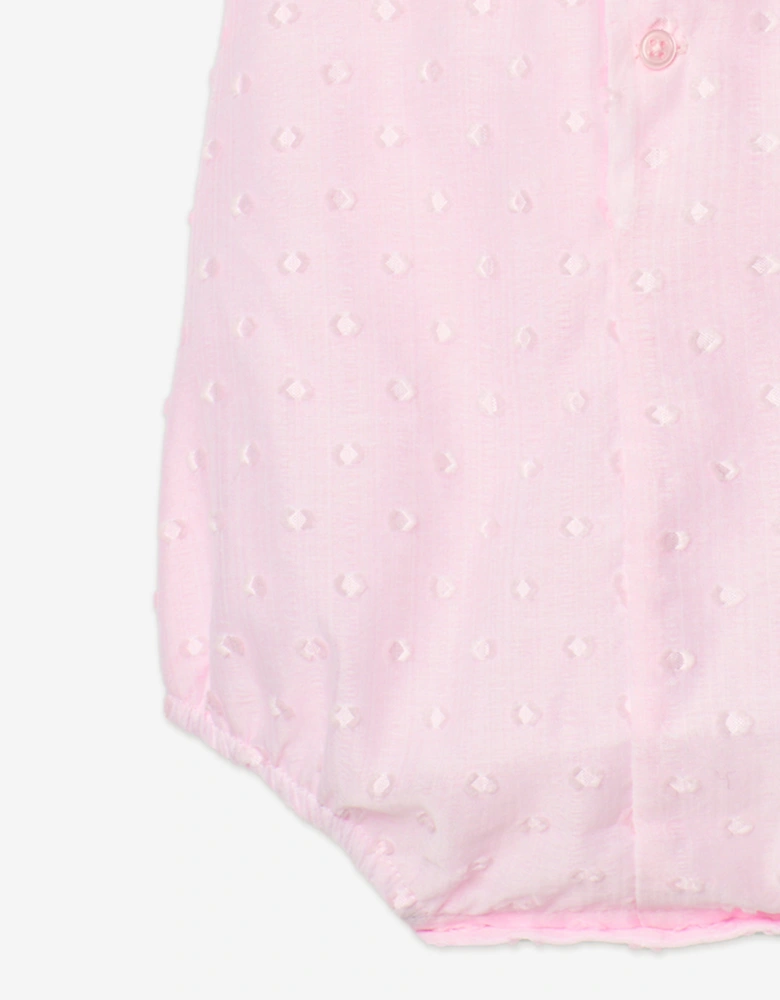 Baby Girls Lace Trim Romper in Pink