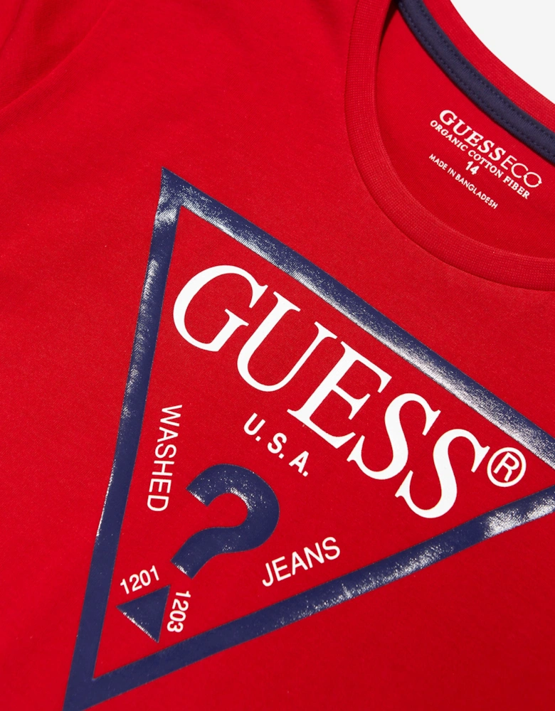 Boys Logo Print T-Shirt in Red
