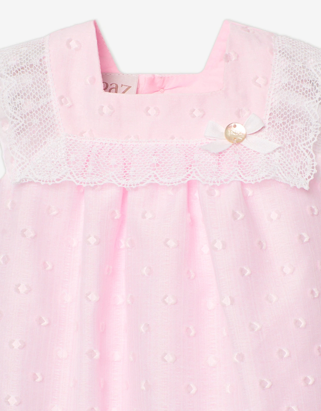 Baby Girls Lace Trim Romper in Pink