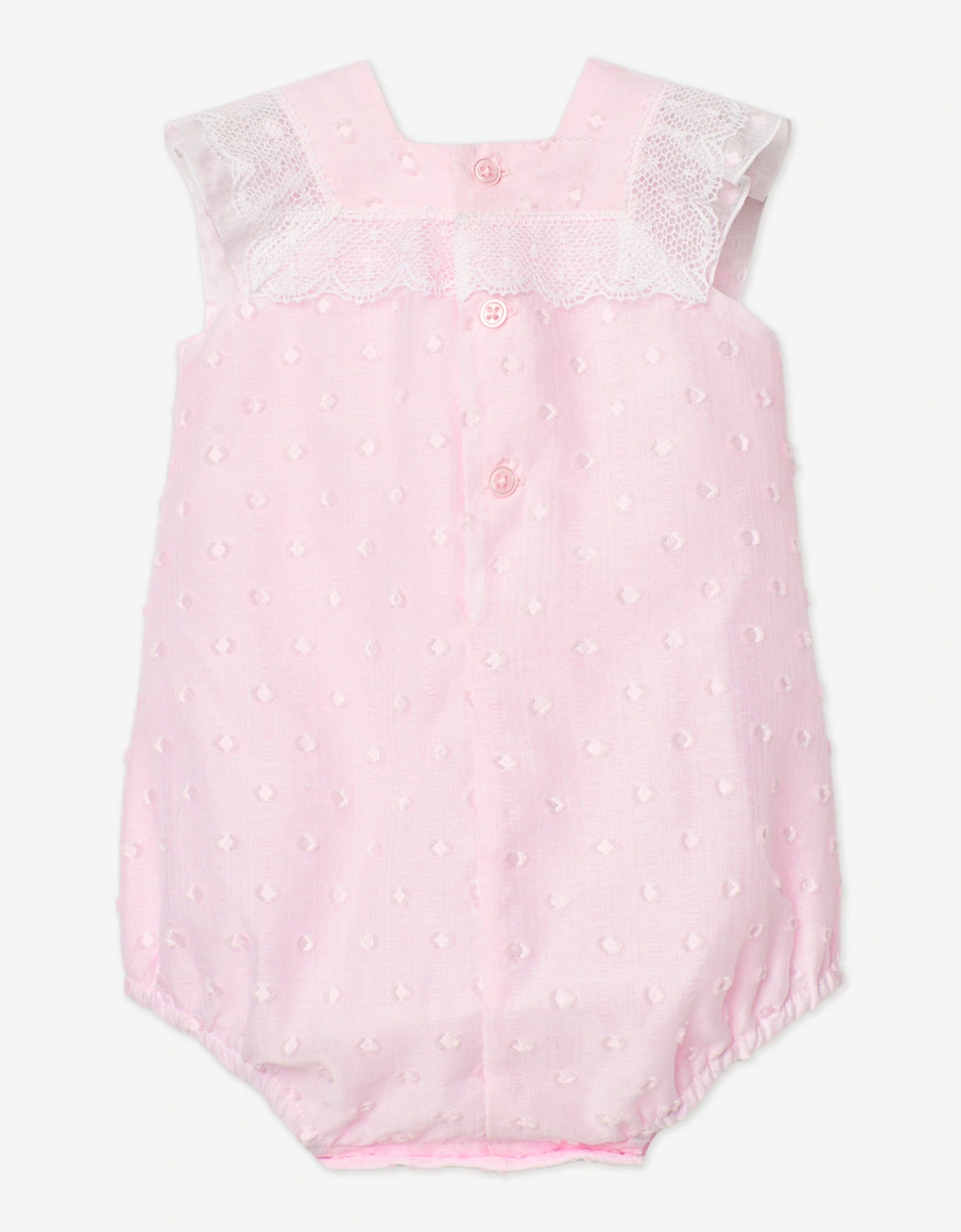 Baby Girls Lace Trim Romper in Pink