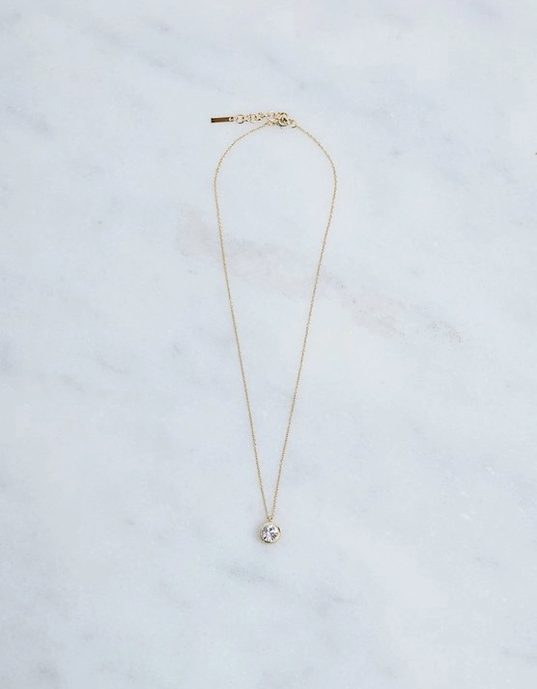 14kt Gold Plated Hand Set European Crystal Solitaire Pendant