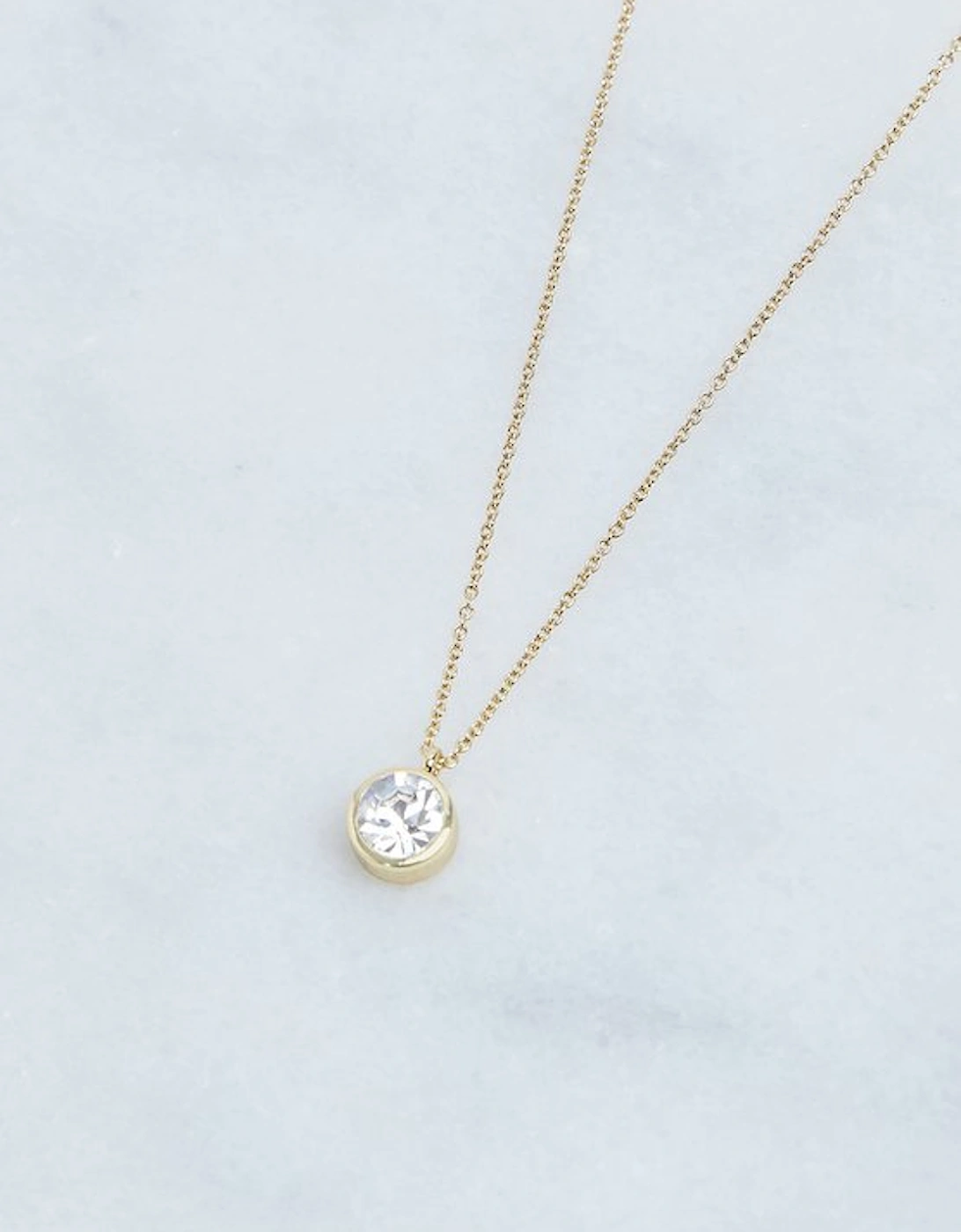 14kt Gold Plated Hand Set European Crystal Solitaire Pendant