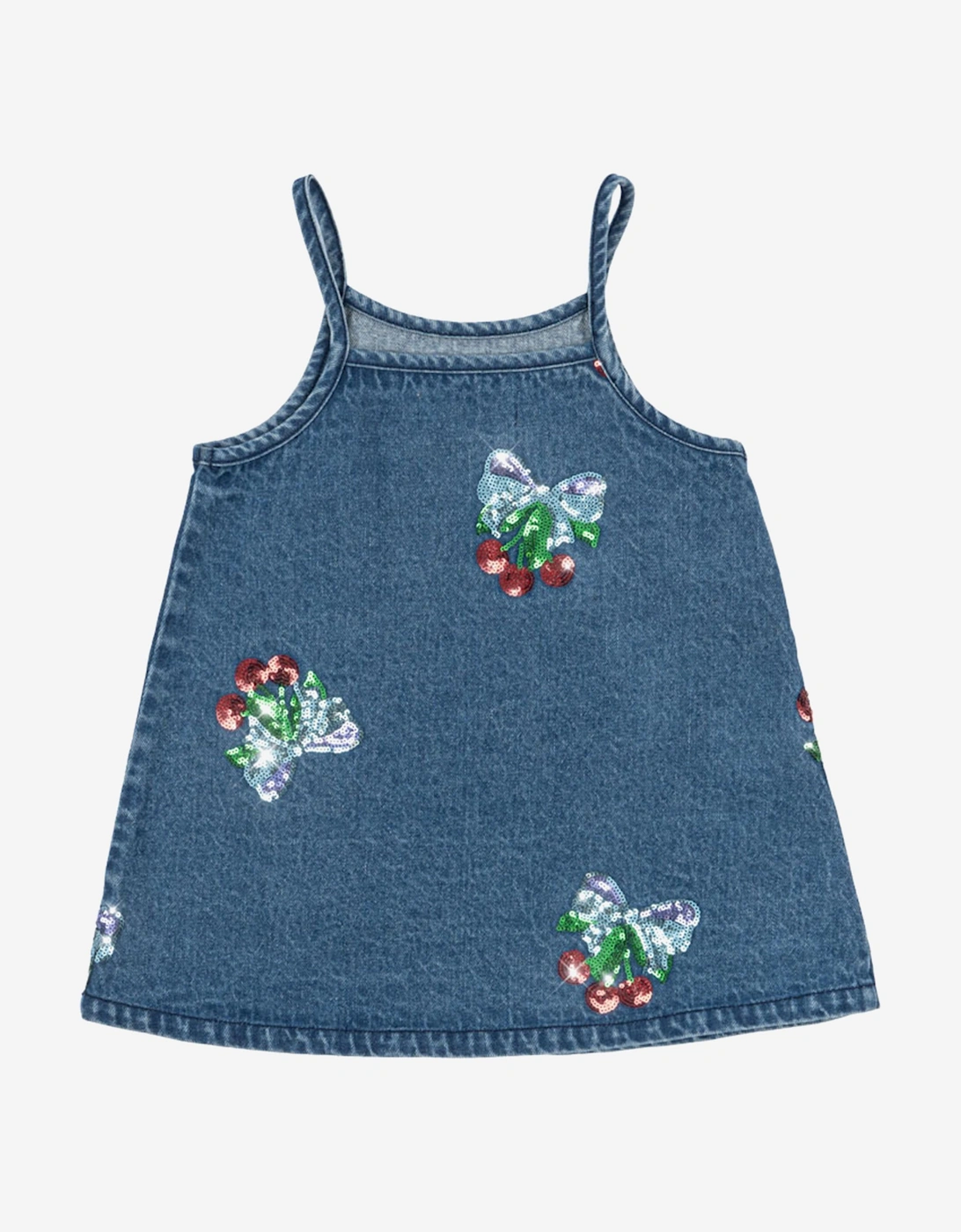 Girls Magot Sequin Cherry Strap Dress in Blue