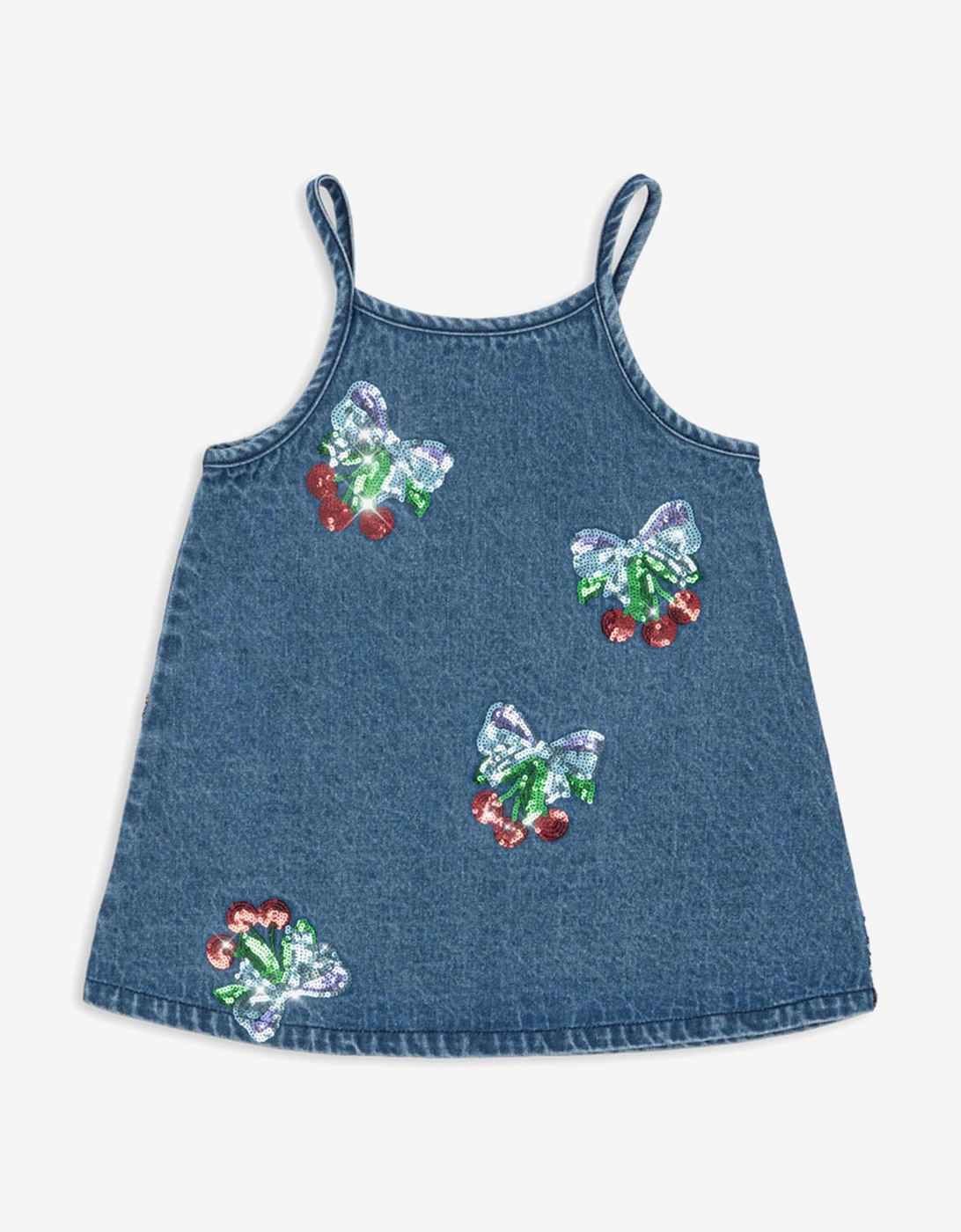 Girls Magot Sequin Cherry Strap Dress in Blue, 4 of 3