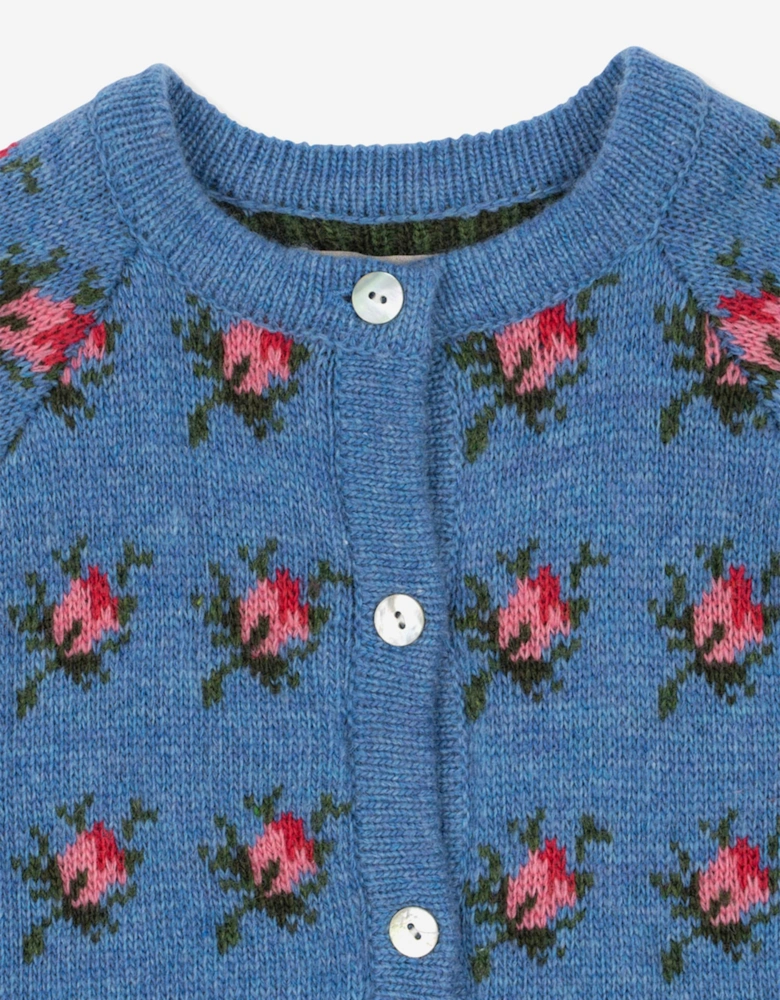 Girls Rose Belou Knit Cardigan in Blue