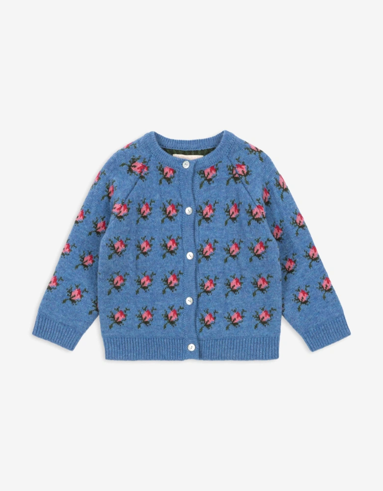 Girls Rose Belou Knit Cardigan in Blue