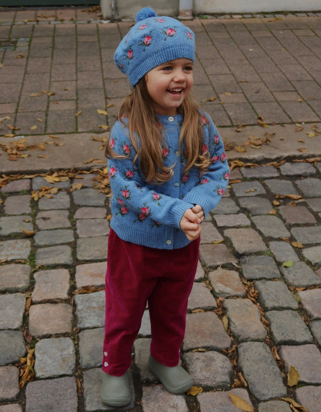 Girls Rose Belou Knit Cardigan in Blue