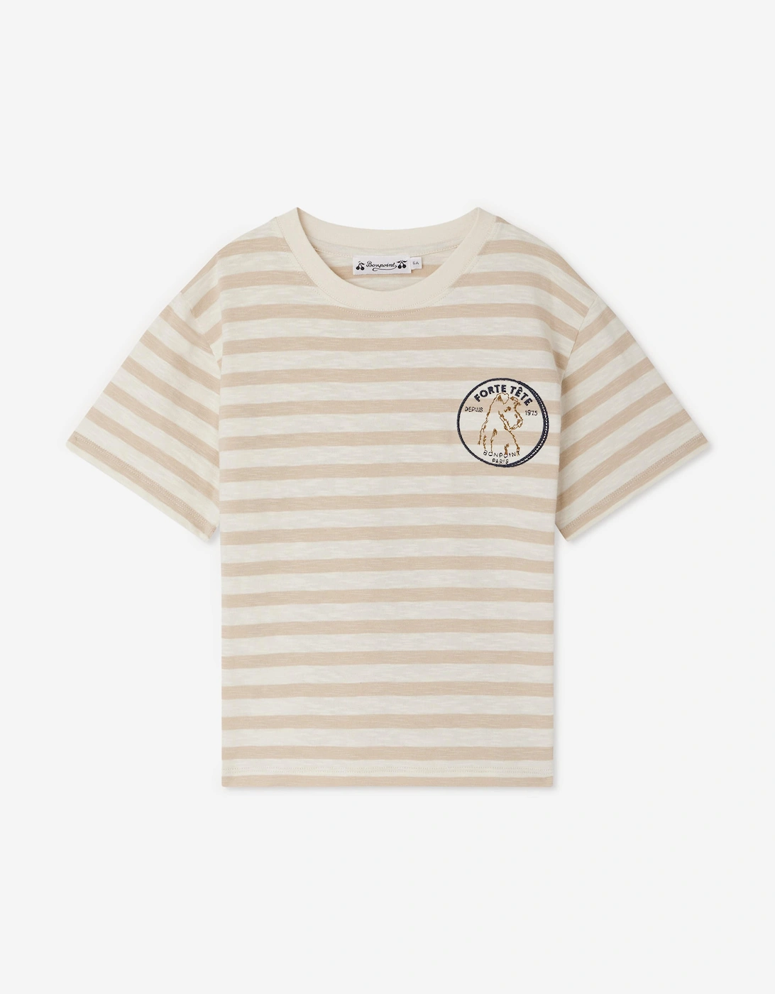 Boys Striped Eidan T-Shirt in Beige, 5 of 4