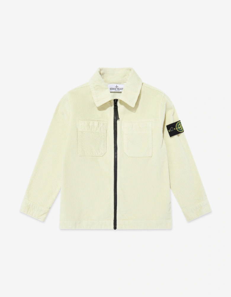 Boys Zip Up Overshirt in Ivory