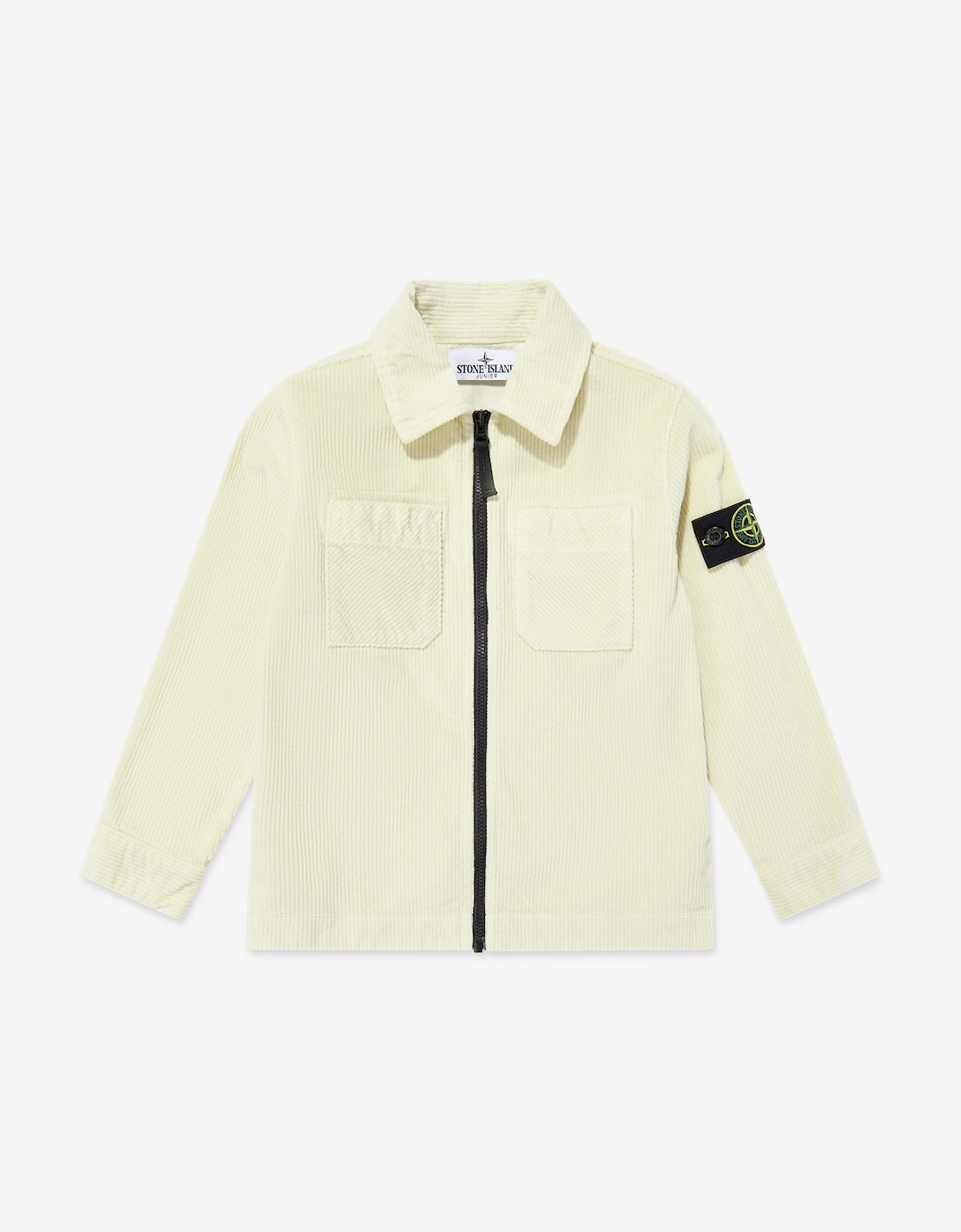 Boys Zip Up Overshirt in Ivory, 5 of 4