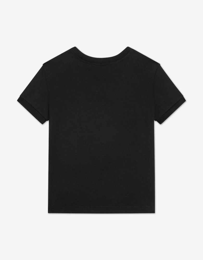 Girls Diamante Logo T-Shirt in Black