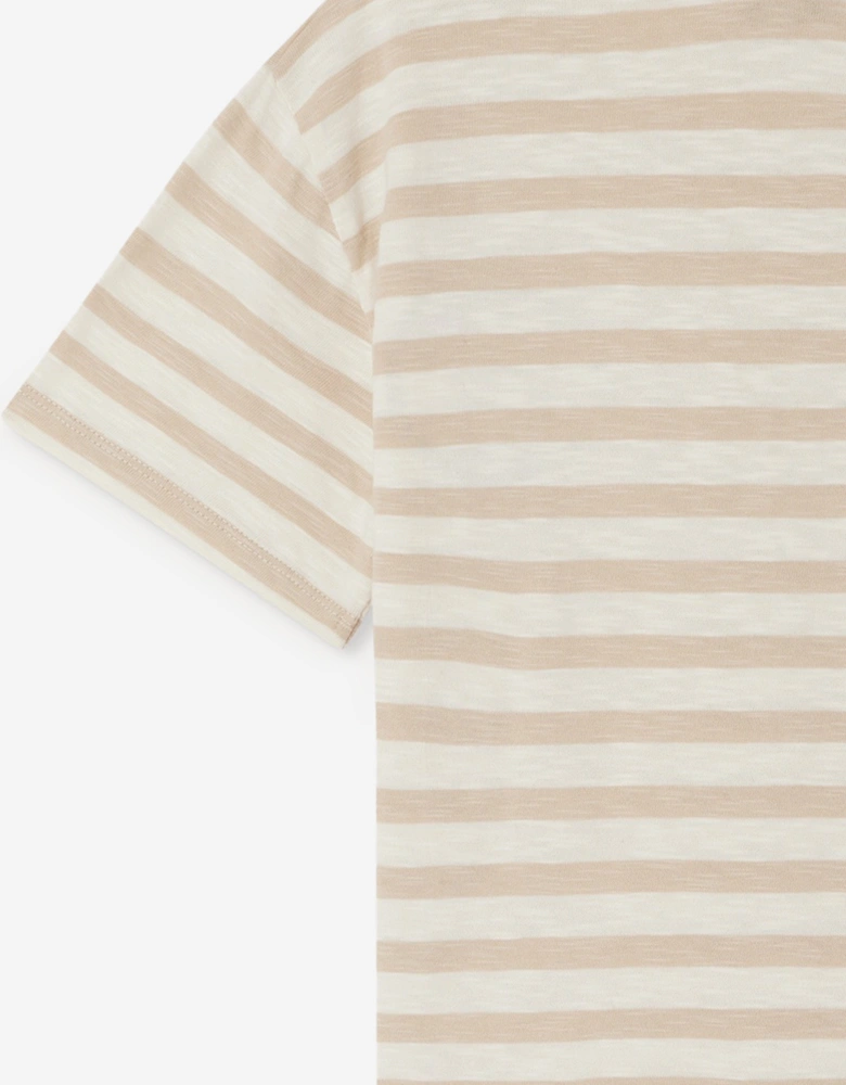 Boys Striped Eidan T-Shirt in Beige