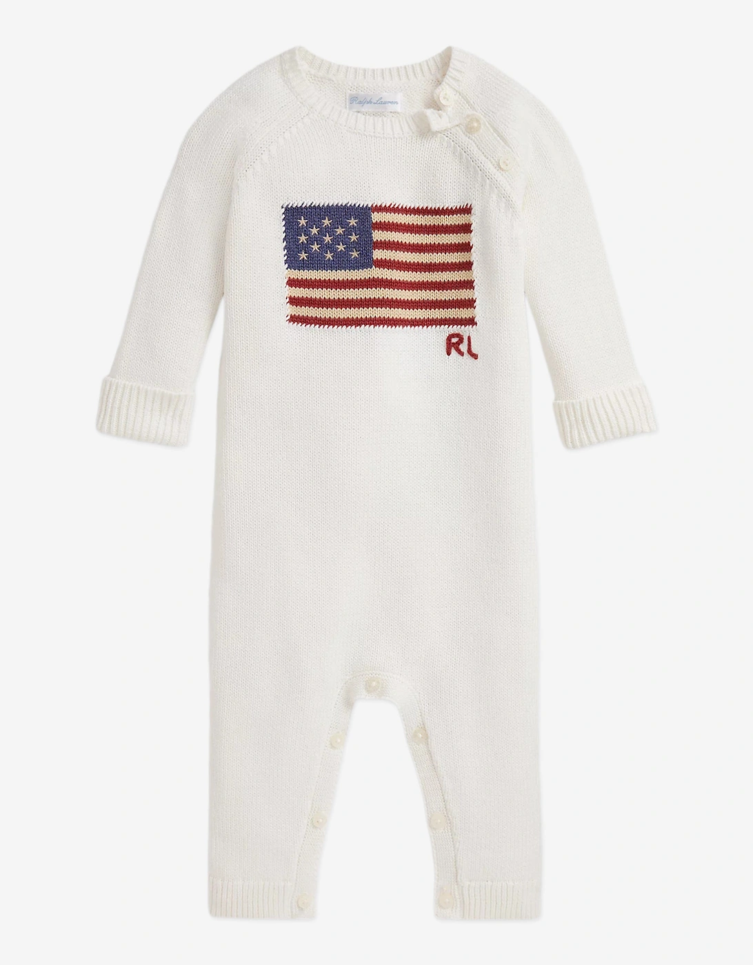 Baby Boys Cotton Flag Romper in Ivory, 6 of 5