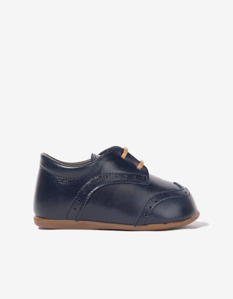 BABYWALKER Baby Boys Leather Lace Up Shoes in Navy
