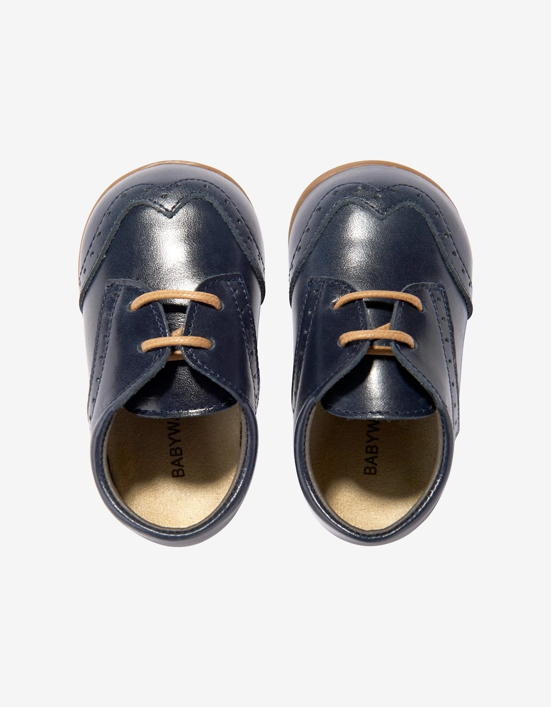 BABYWALKER Baby Boys Leather Lace Up Shoes in Navy