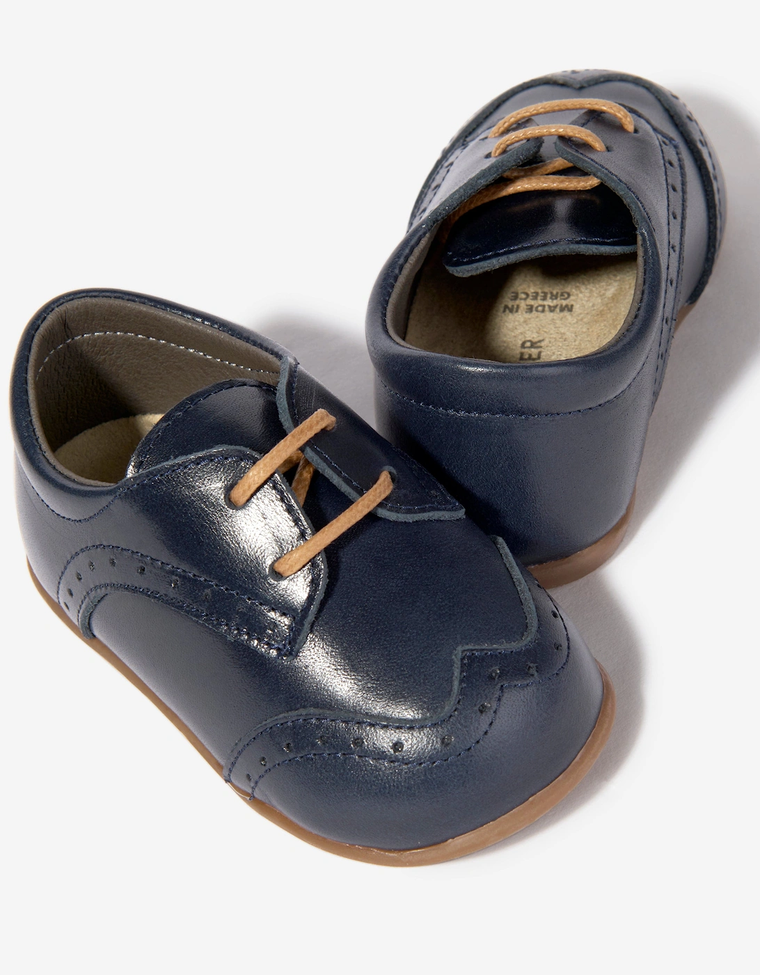 BABYWALKER Baby Boys Leather Lace Up Shoes in Navy