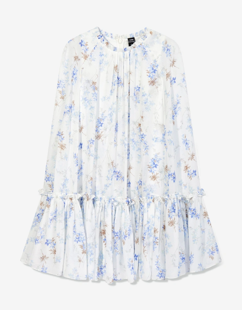 Girls Ophelia Ditsy Chiffon Cape Dress in White