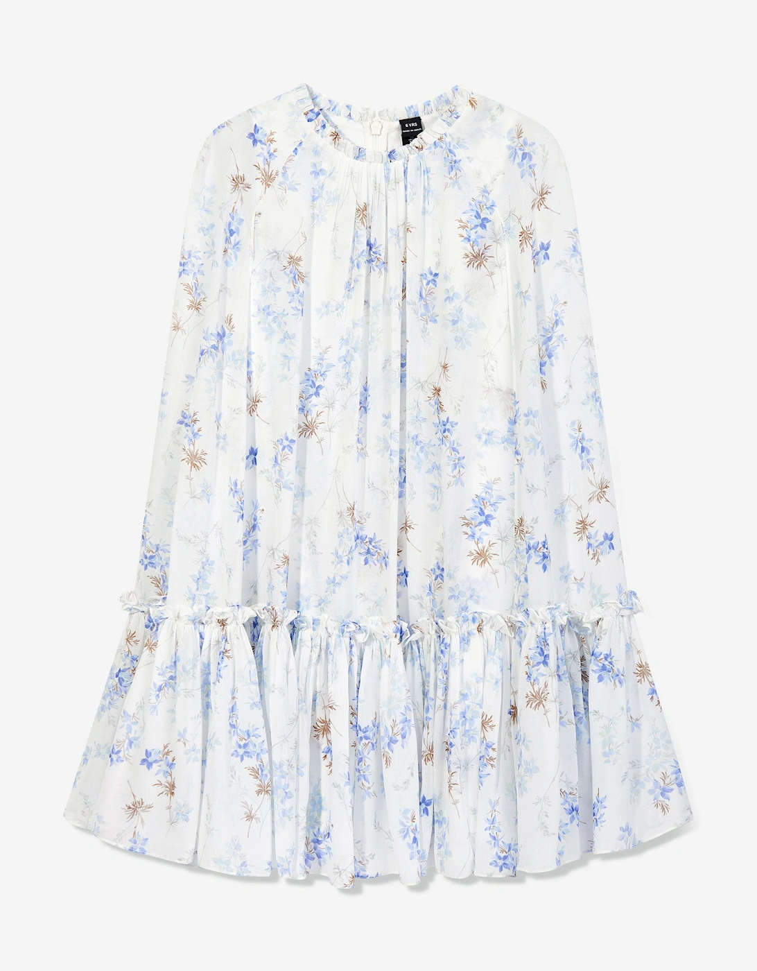 Girls Ophelia Ditsy Chiffon Cape Dress in White, 6 of 5