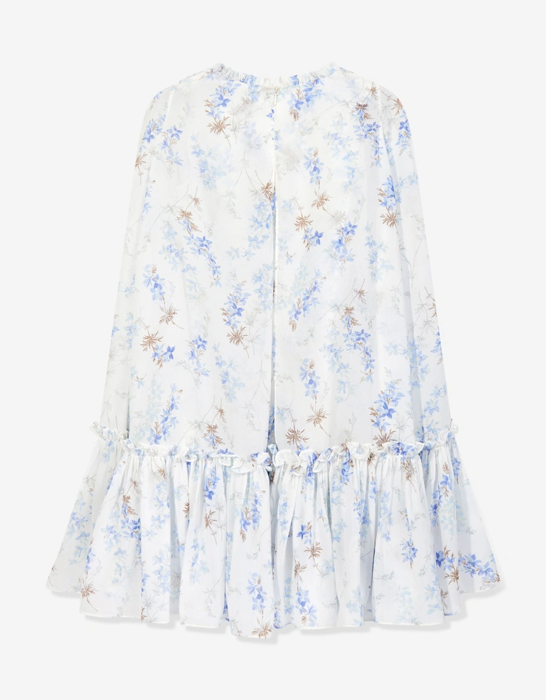 Girls Ophelia Ditsy Chiffon Cape Dress in White