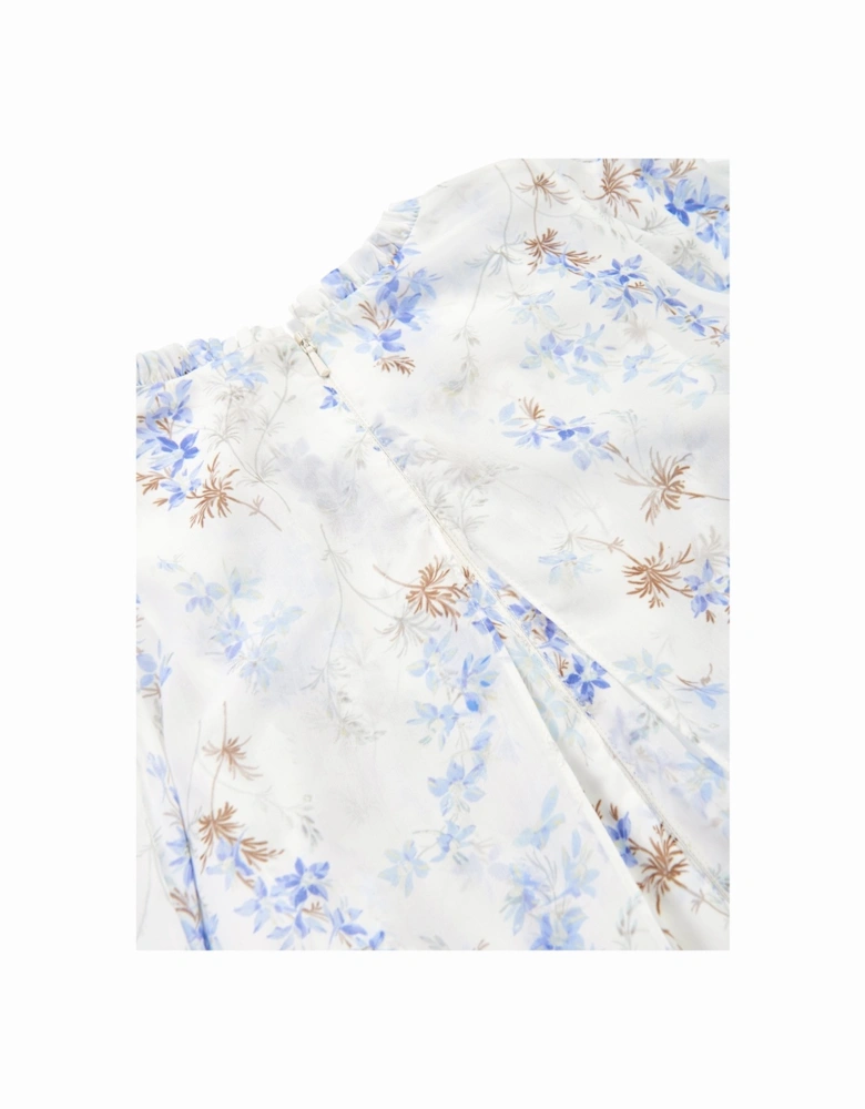 Girls Ophelia Ditsy Chiffon Cape Dress in White
