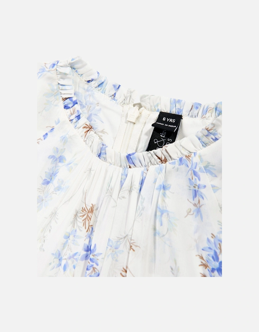 Girls Ophelia Ditsy Chiffon Cape Dress in White