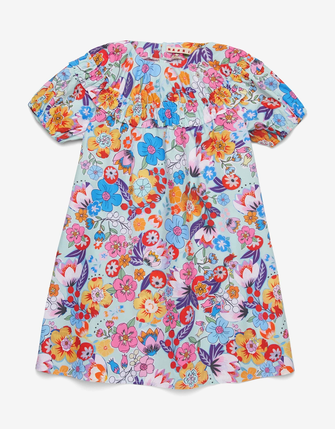 Girls Cotton Floral Print Dress in Multicolour, 5 of 4