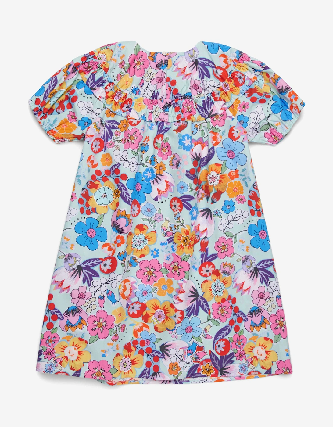 Girls Cotton Floral Print Dress in Multicolour
