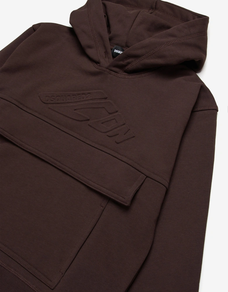 Kids Icon Pocket Hoodie in Brown