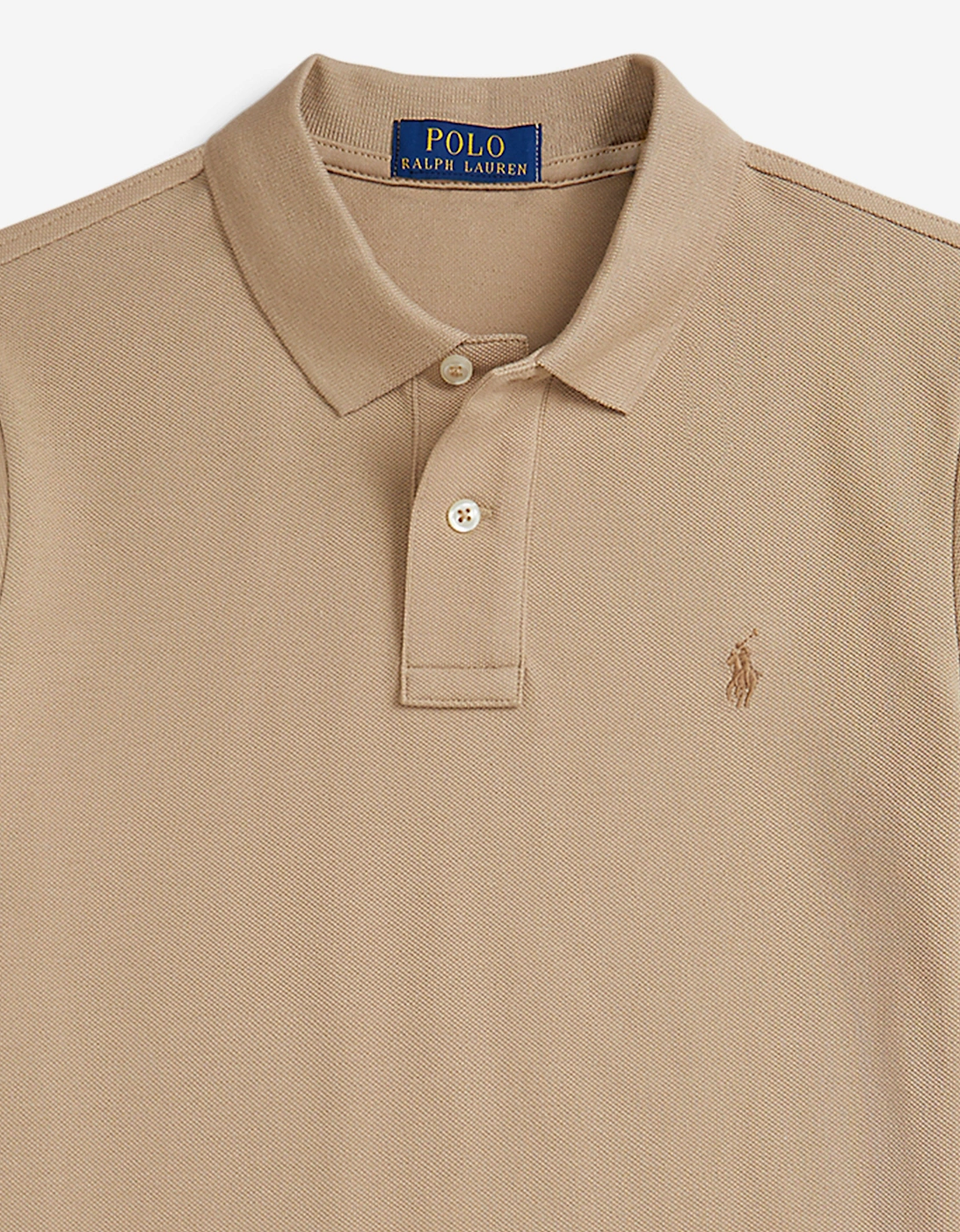 Boys Logo Slim Fit Polo Shirt in Beige