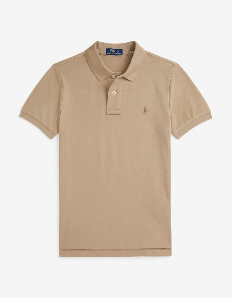 Boys Logo Slim Fit Polo Shirt in Beige