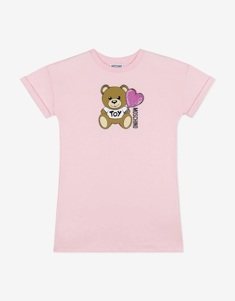 Girls Teddy Bear Logo Dress in Pink