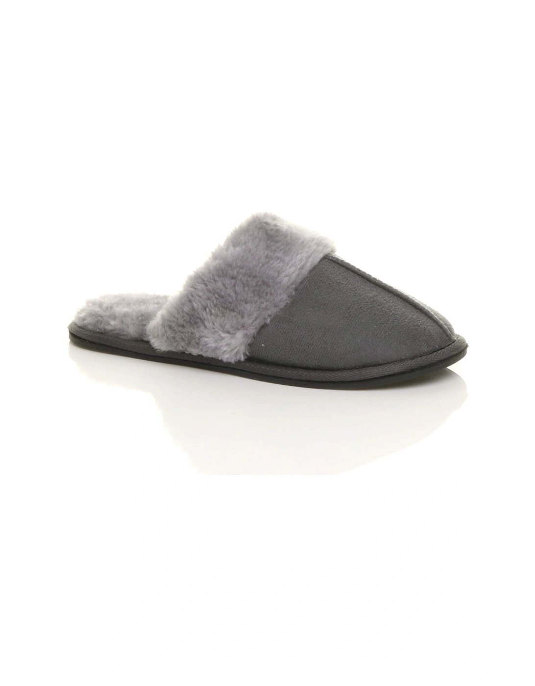 Flat  Heel Faux Fur Lined Mules  Slippers, 2 of 1