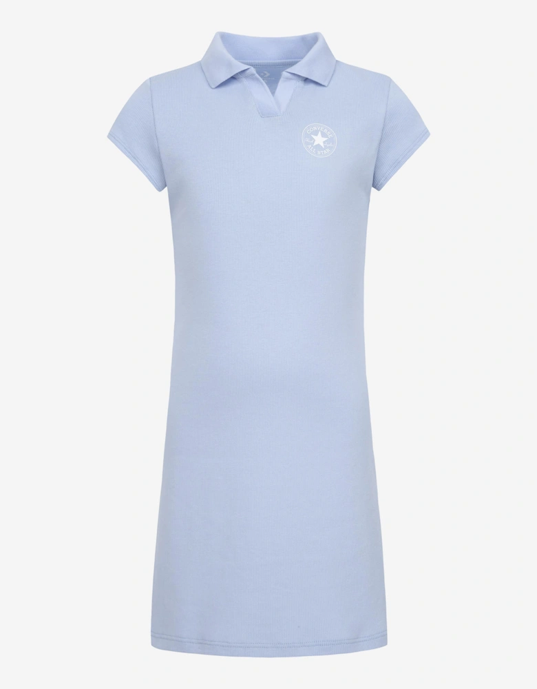 Girls Polo CTP Fitted Dress in Blue