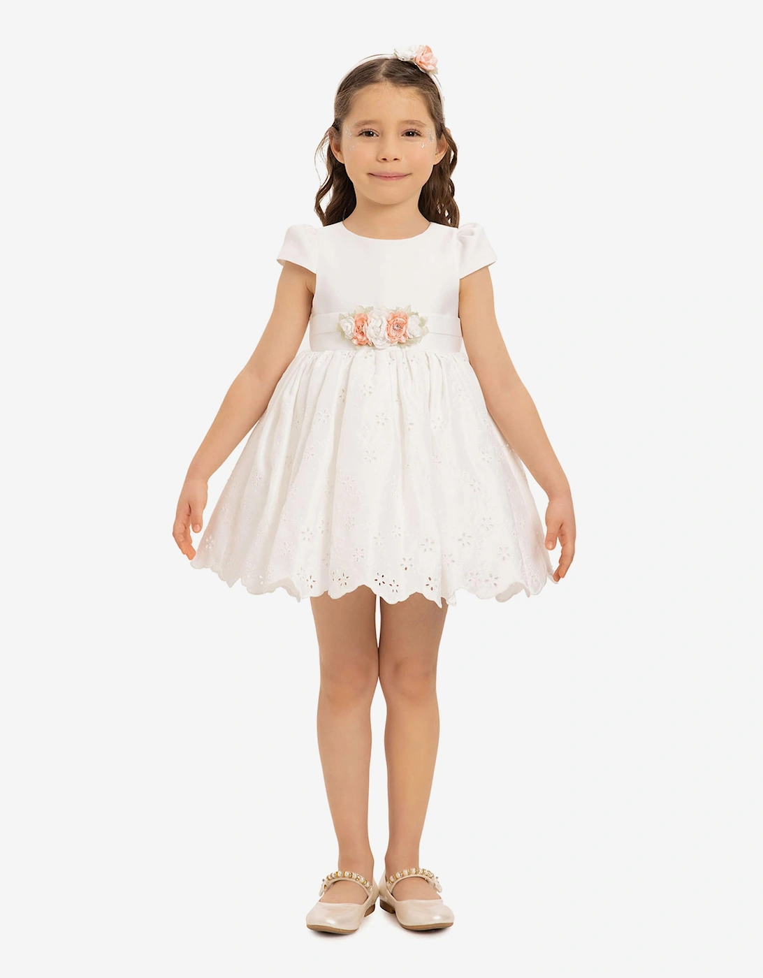 Baby Girls Dress with Headband in White, 7 of 6