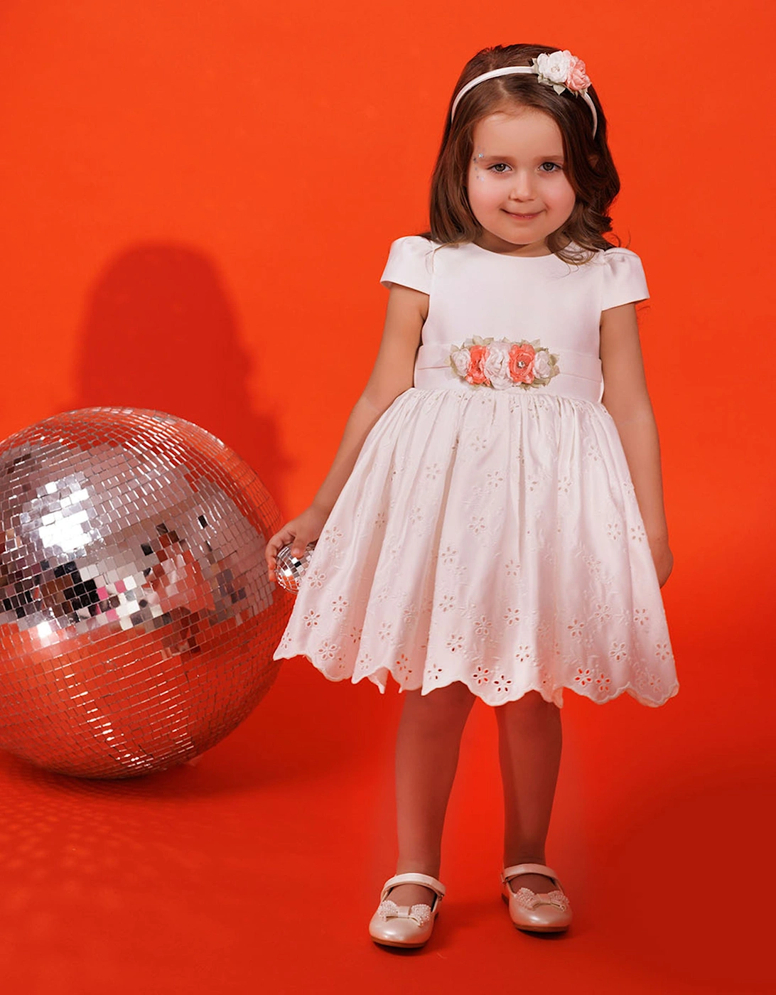 Baby Girls Dress with Headband in White