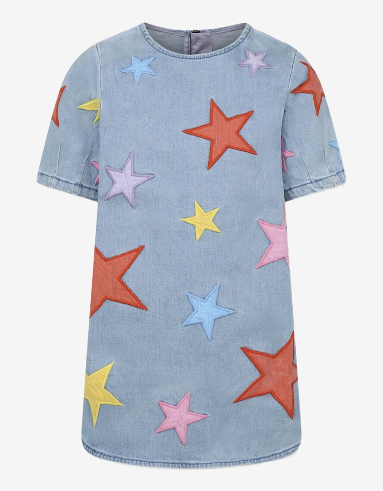 Girls Chambray Star Dress in Blue