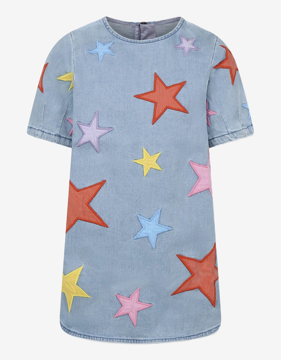 Girls Chambray Star Dress in Blue, 5 of 4