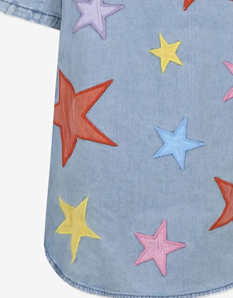 Girls Chambray Star Dress in Blue