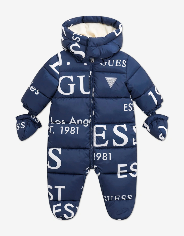 Baby Boys Logo Snowsuit in Navy