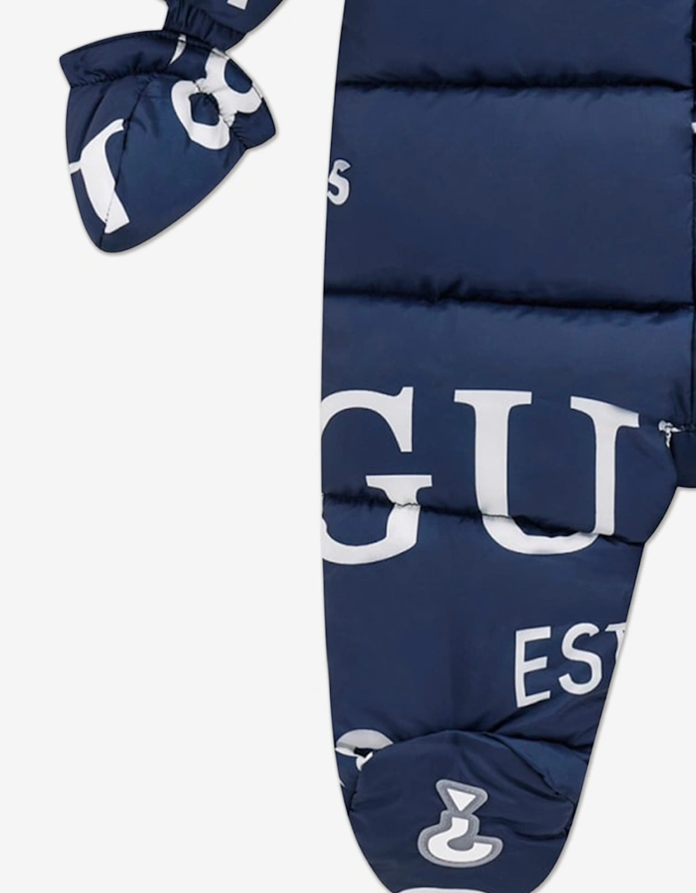 Baby Boys Logo Snowsuit in Navy