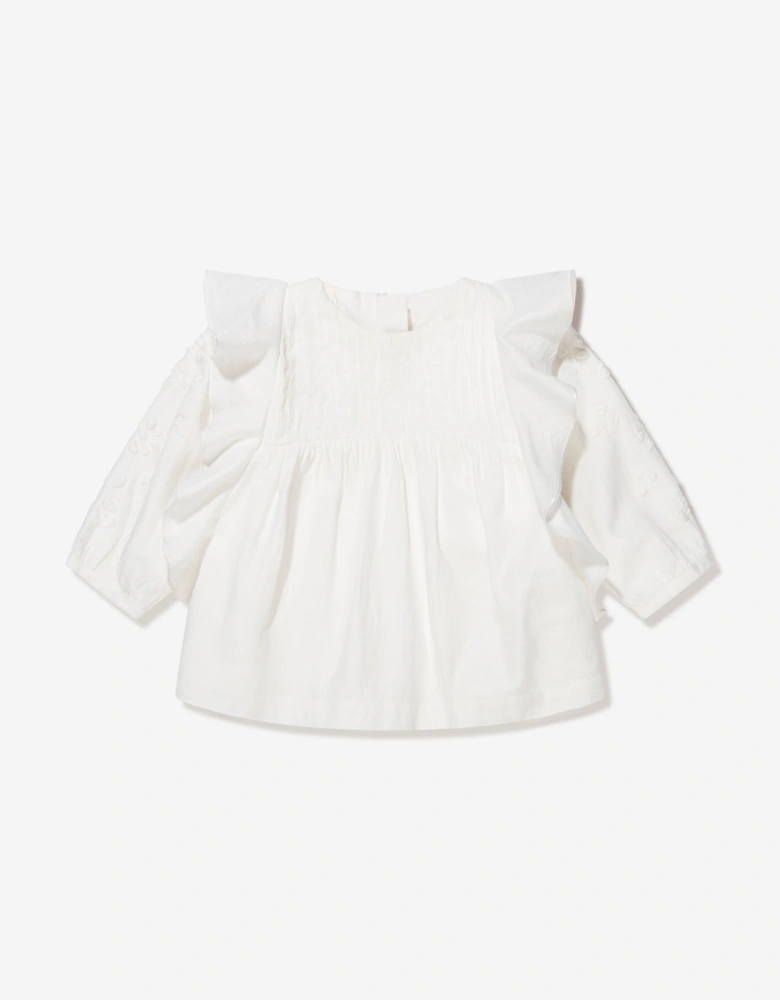 Baby Girls Organic Cotton Blouse in Ivory