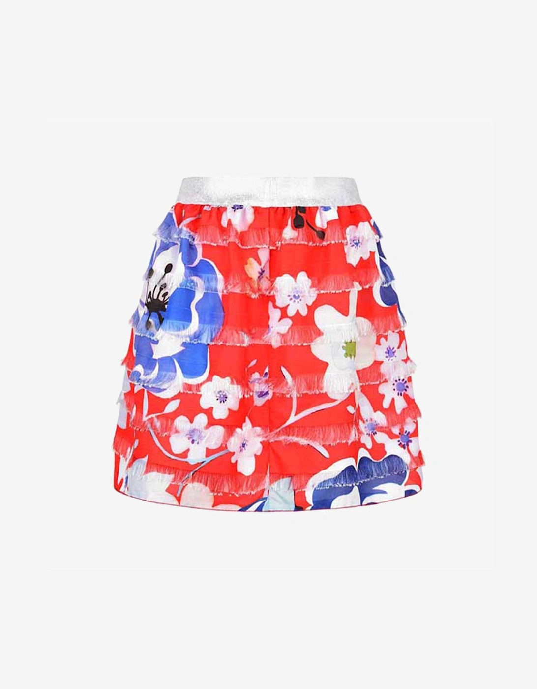 Girls Floral Print Layered Skirt