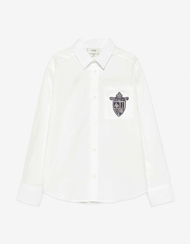Boys Cotton Poplin Shirt in White