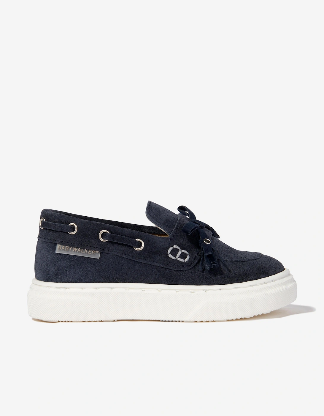 BABYWALKER Boys Suede Bow and Fringe Loafers in Navy, 5 of 4