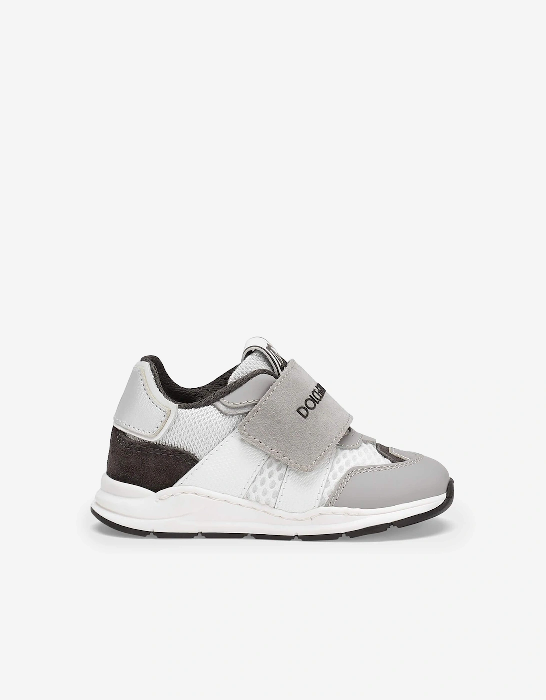 Boys Velcro Strap Logo Trainers in White, 5 of 4