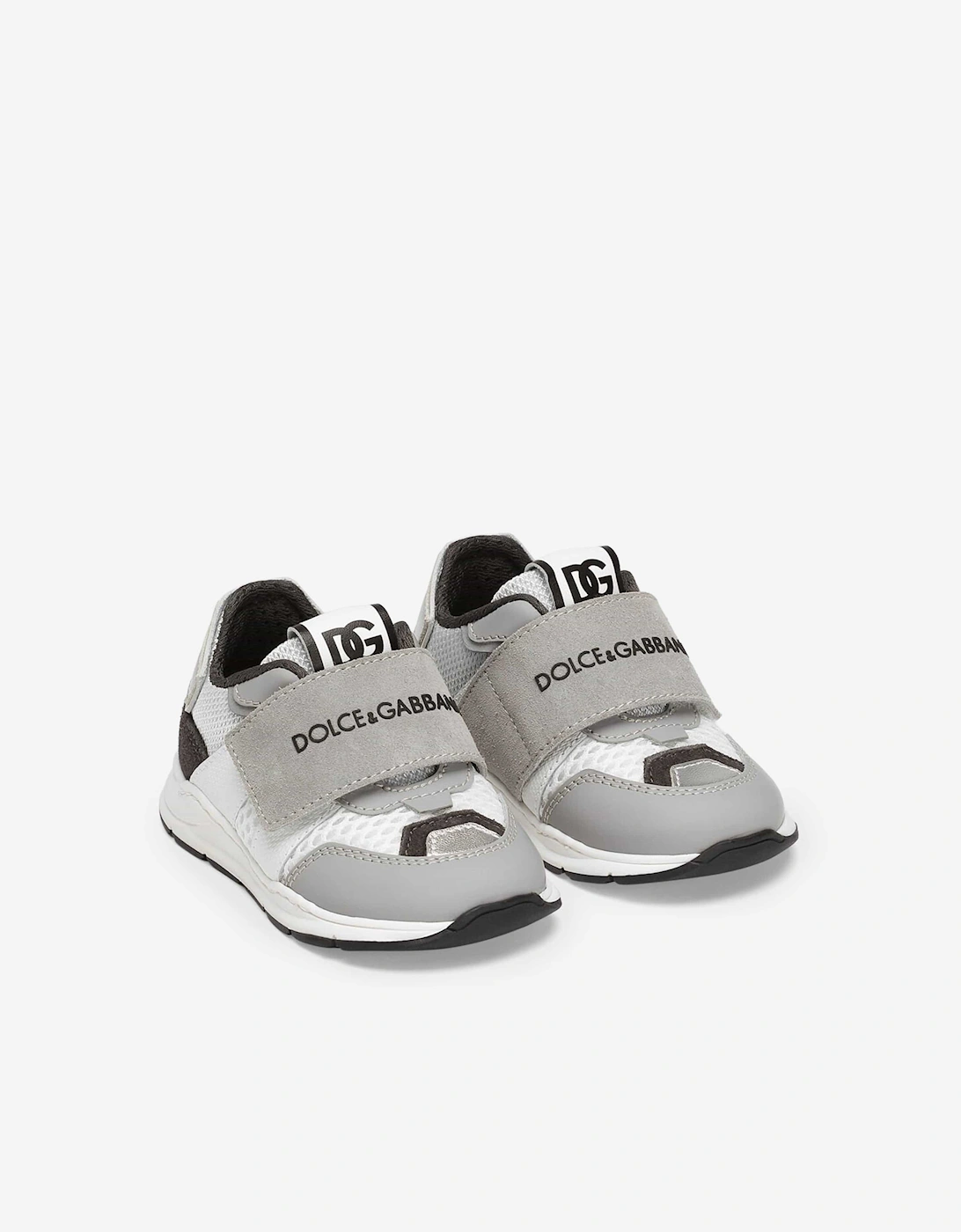 Boys Velcro Strap Logo Trainers in White