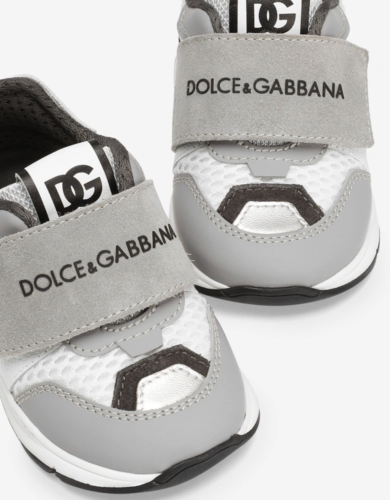 Boys Velcro Strap Logo Trainers in White